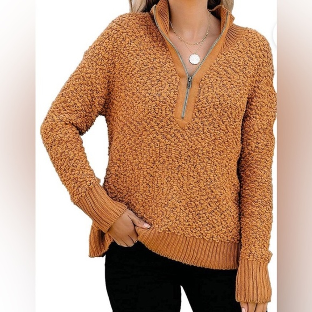 Like New! Popcorn Knit 1/4 Zip Pullover Soft Cozy Sweater Large
